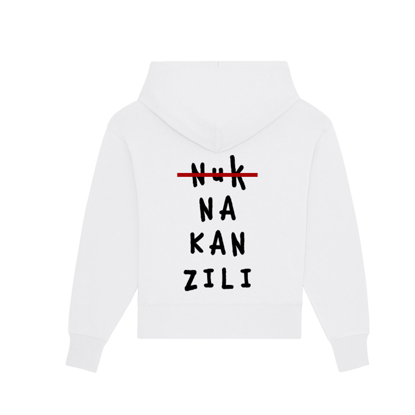 NUK NA KAN ZILI White Unisex Cotton Hoodie