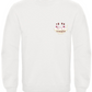 White jumper, sweater soft cotton with embrioded message. Ta ha zemren (albanian phrase) meaning eat your heart. Unisex crew neck sweater. No hood. Round Neck.